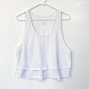 Lululemon White Striped layered Tank Top